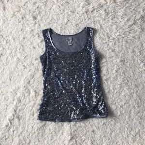 Chico’s blue gray sequin tank top